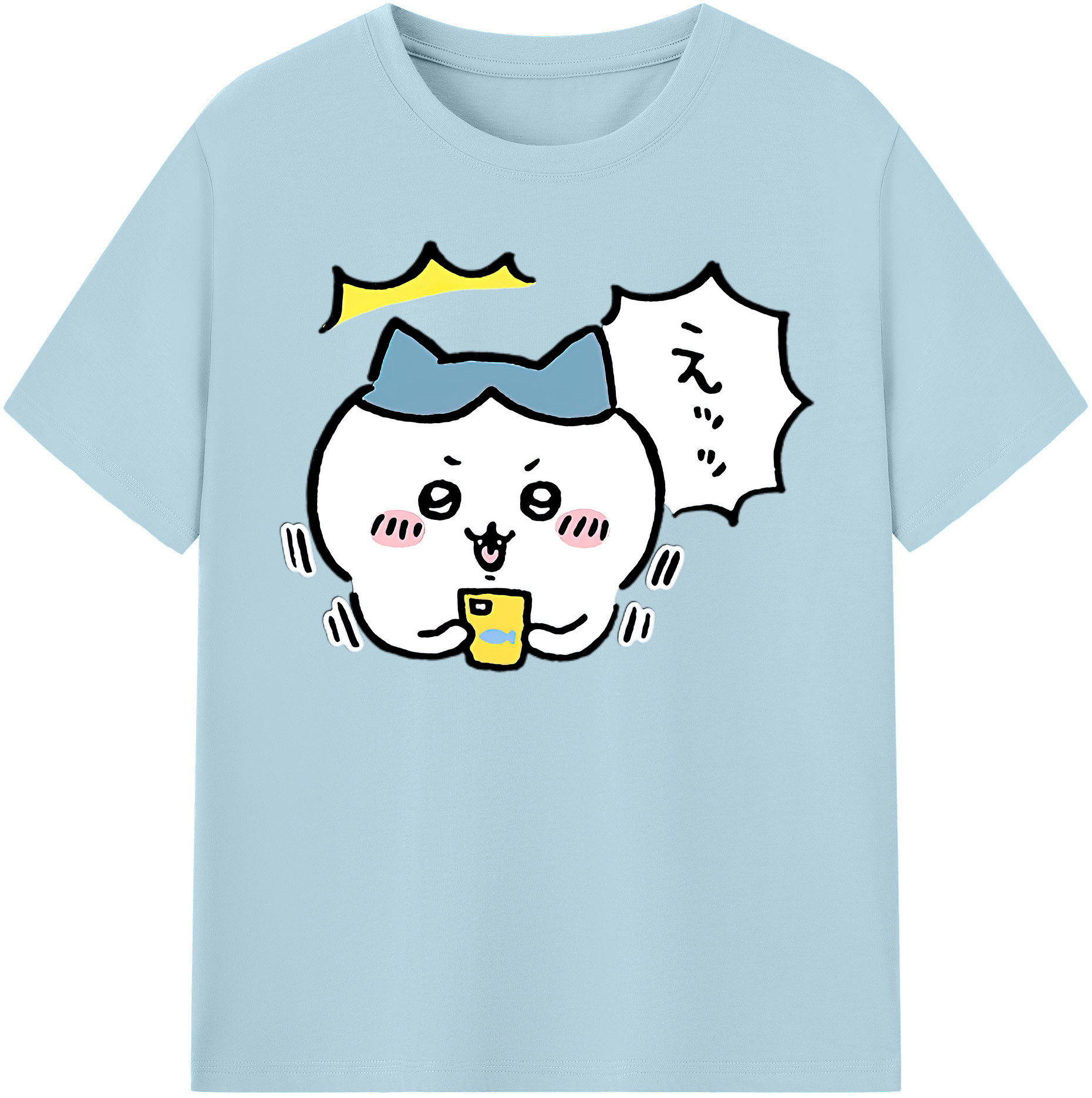 （画像用） ちいかわ ハチワレ Chii-kawa hachiware 綿100％半袖Tシャツ（フロントプリント）